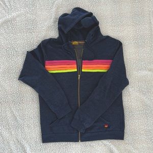 RARE Aviator Nation XL neon 5 stripe zip up hoodie  sweatshirt